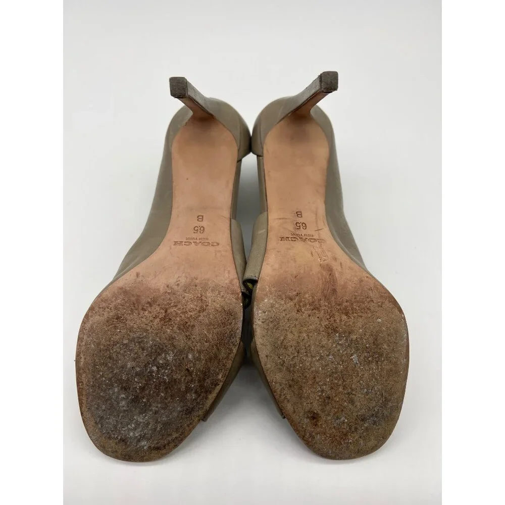 COACH Manhattan Genuine Leather Grey Stiletto Sandal Size 6.5